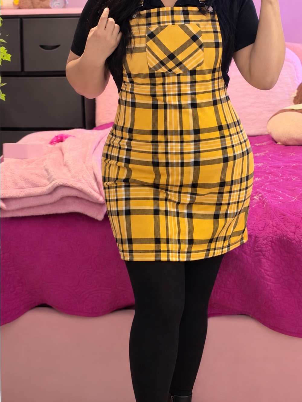 Yellow Plaid Pinafore Dress - Brand
